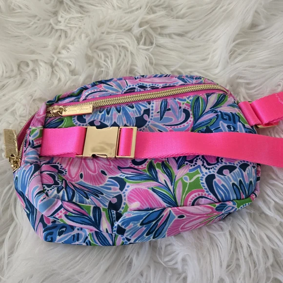 Lilly Pulitzer Vibrant Pink and Blue Floral Cosmetic Bag - Picture 2 of 3